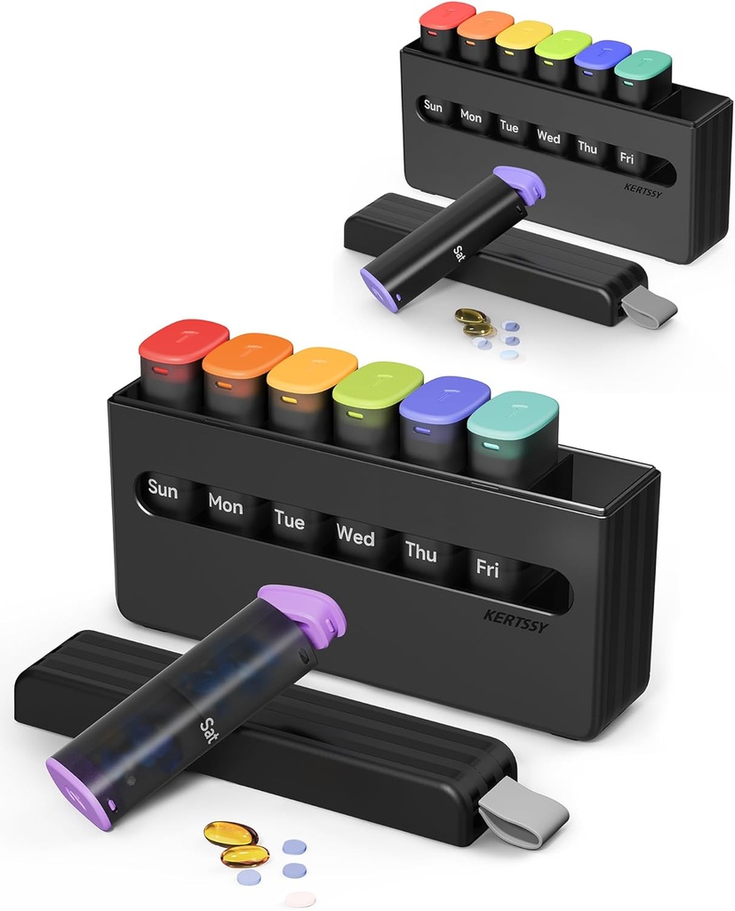 Weekly Pill Organizer 2 Times a Day - Am Pm Pill Box 7 Day, Large Twice Medicine Pill Case for Daily Medication, Vitamins, Fish Oils, Supplements Portable Week Pill Holder Container.