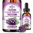 Liquid Iron Supplement for Women, Men & Kids - Liquid Iron Drops with Folate, Vitamin C, B6, B12 for Anemia, Red Blood Cell, Energy Support - Grape Flavor, 2 Fl Oz