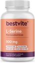 BESTVITE L-Serine 500mg (120 Vegetarian Capsules) - No Stearates - Vegan - Non GMO - Gluten Free
