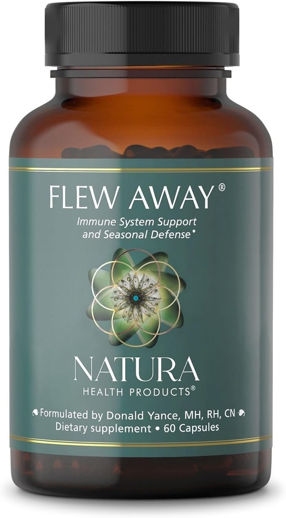 Natura Health Products Flew Away Supplement - Immune System Support & Seasonal Defense - Featuring Ginger, Elderberry, Propolis and Eucalyptus (60 Capsules)