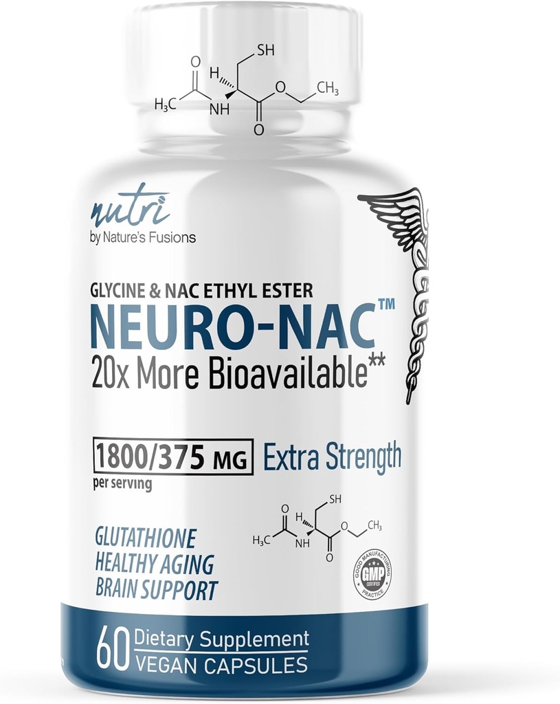 Nature's Fusions Neuro NAC Supplement 375mg Extra Strength with 1800mg Glycine - N-Acetyl Cysteine Ethyl Ester - 20x More Bioavailable Than NAC 600 mg - Boost Glutathione 10x More Than Liposomal