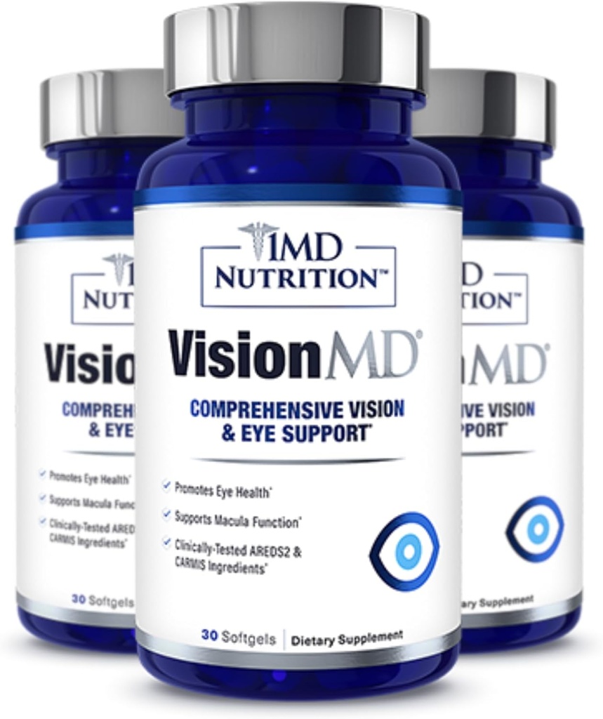 1MD Nutrition VisionMD Eye Vitamin CARMIS - with Lutein & Zeaxanthin | Supports Vision Health, Everyday Eye Strain, & Occasional Dry Eye | 90 Softgels (3-Pack)