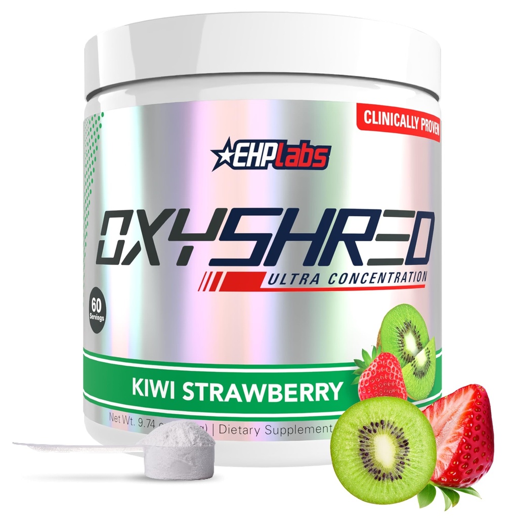 EHP Labs OxyShred Pre Workout Powder - Preworkout Powder with L Glutamine & Acetyl L Carnitine, Energy Boost Drink - Kiwi Strawberry, 60 Servings