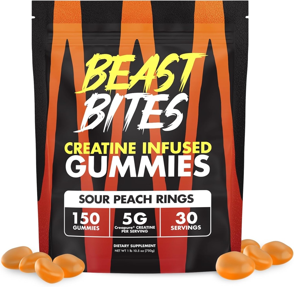 BEAST BITES - Creatine Infused Gummies - 5g Creapure Creatine Monohydrate Per Serving - NSF Certified for Sport - 30 Servings