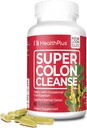 Health Plus Super Colon Cleanse 15 Day Supply of Gentle Gut Cleanse Detox, Psyllium Husk, Probiotics for Constipation Relief & Digestive Support, 60 Capsules