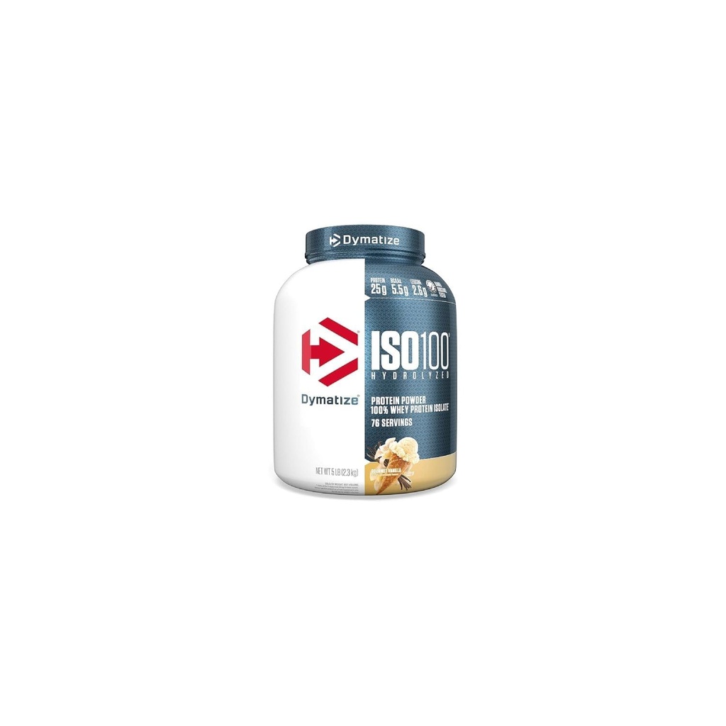 Dymatize ISO 100 Whey Protein Powder with 25g of Hydrolyzed 100% Whey Isolate, Vanilla 5 Pound, Package may vary