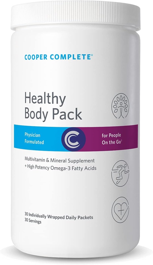 Cooper Complete - Healthy Body Pack - Daily Vitamin Pack with Multivitamin & Omega-3 Fish Oil - 30 Packets per Bottle. Pack of 3