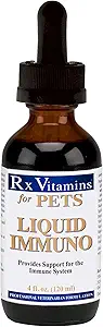 Rx Vitamins Liquid Immuno Dog and Cat Immune Support - L-Lysine for Cats - Reishi Mushroom Supplement for Dogs - Feline & Canine Immune System Support - Bacon Flavor - 4 oz