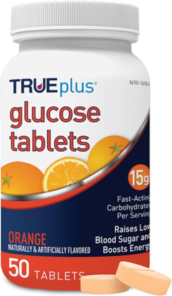 TRUEplus® Glucose Tablets, Orange - 50ct