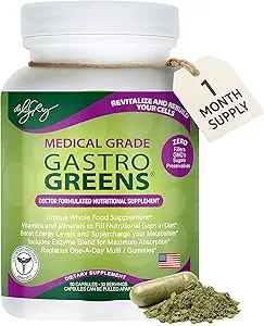 Dr. Liz Cruz Gastro Greens - Greens Supplement, Dietary Supplements with Herbs, Supplements for Women, Men, and Children, Non-GMO, Whole Food Based, 90 Veggie Capsules