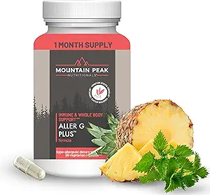 Mountain Peak Nutritionals Aller G Plus - Respiratory, Sinus, & Seasonal Allergy Support - w/Bromelain & Stinging Nettle - Promotes Healthy Immune Function (90 Vegetarian Capsules)
