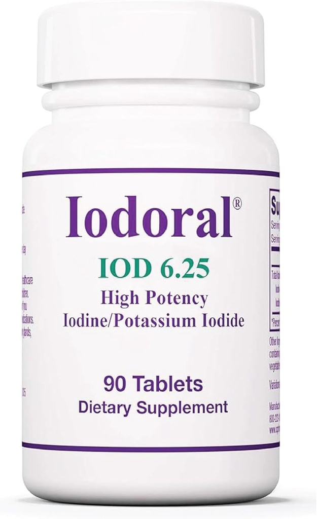 Optimox Iodoral 6.25 mg - Iodine Supplements for Thyroid Support, Lugol Solution, Daily Vitamins and Minerals, High Potency Iodine Tablets - 90 Tablets 1-Pack