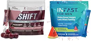 Real Ketones Intermittent Fasting Drink Mix Bundle for Weight Loss Support Black Cherry Shift Electrolytes & Intermittent Fasting Electrolytes for Men with BHB Exogenous Ketones (30 Count Each)