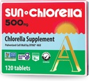 Sun Chlorella 500mg Whole Body Wellness Green Algae Superfood Supplement - Immune Defense, Gut Health, Natural Purification, Energy Boost - Chlorophyll, B12, Iron, Protein - Non-GMO - 120 Tablets