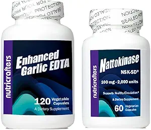 Enhanced Garlic EDTA and Nattokinase NSK-SD. Cardio Cleansing Health Bundle (Two Items)