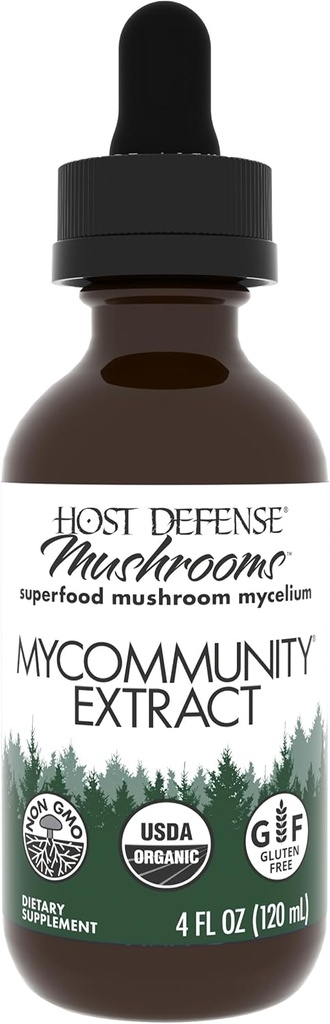 Host Defense MyCommunity Extract - 17 Species Blend Mushroom Supplement for Immune Support - Extract with Lion's Mane, Reishi. Chaga, Cordyceps, Turkey Tail & More - 4 fl oz (120 Servings)*