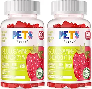 Pets Purest Glucosamine Chondroitin Gummies with MSM & Elderberry Extra Strength - Joint Support, Antioxidant Immune Support Supplement for Adults, Men & Women.(2 Pack) Strawberry