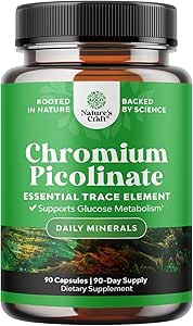 Chromium Picolinate 200mcg Mineral Supplements - Natural Chromium Supplement for Sugar Balance Muscle Growth Brain Booster Heart Health - Natural Pre Workout for Men and Women