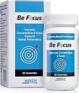 NAVEH PHARMA Be Focus | Focus Supplement | Natural Brain Booster for Kids & Adults | 30mg Saffron Supplements | Nootropic | Help with Memory & Attention | 60 Vegan & Non GMO Gummies (Strawberry)