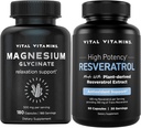 Vital Vitamins Magnesium Glycinate Capsules + Resveratrol Capsules