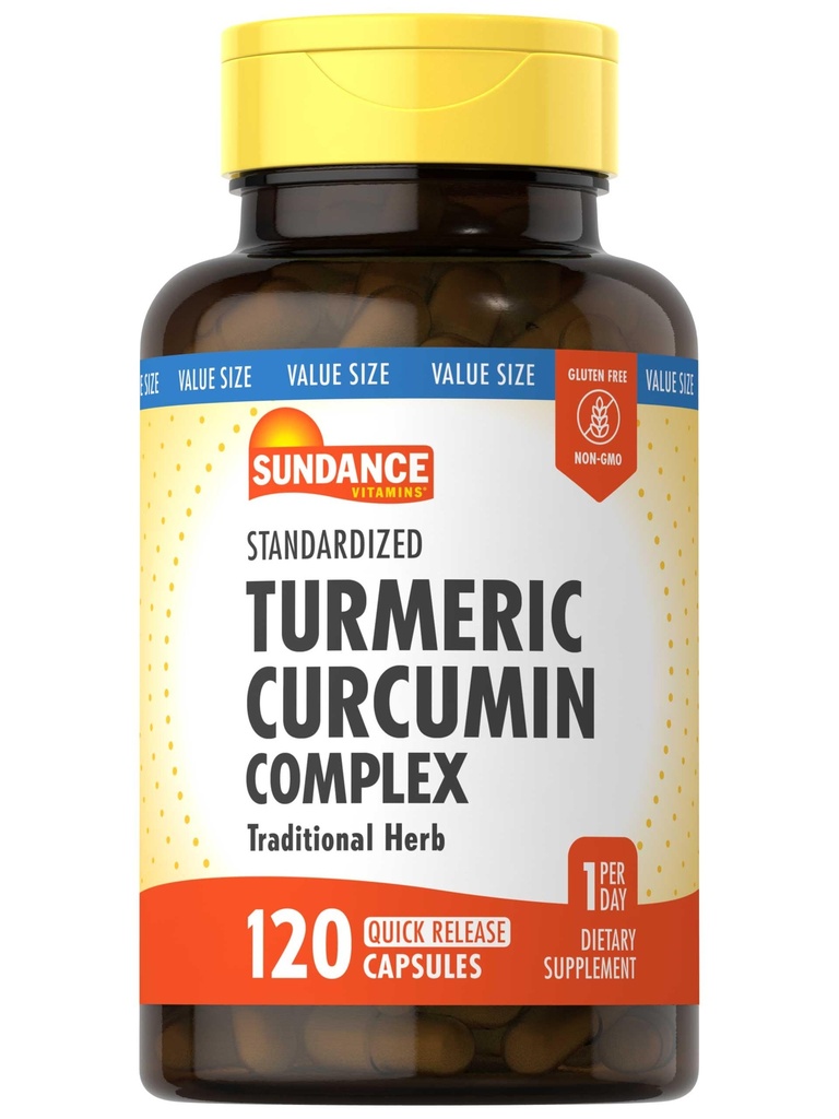 Sundance Turmeric Curcumin Complex | 120 Capsules | with Black Pepper Extract | Traditional Herb | Non-GMO and Gluten Free Supplement