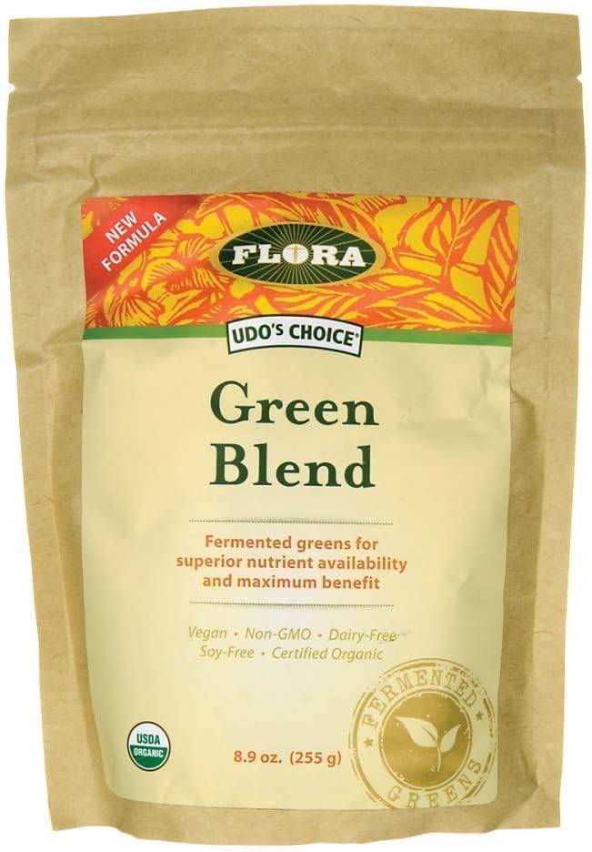 Flora - Green Blend - Offers Optimum Nutrition - Features Fermented Grass Blend - with Barley, Oat, Wheat & Alfalfa Grass - Organic, Non-GMO, Vegetarian & Soy-Free - 8.9 oz. Powder