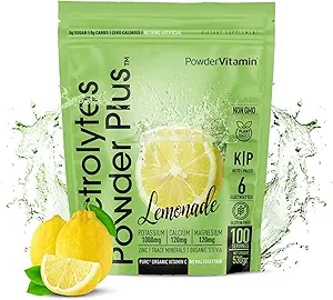 PowderVitamin Electrolytes Powder Plus Keto, Lemonade (100 Servings) 0 Sugar, No Maltodextrin,1000mg Potassium,120mg Calcium,120mg Magnesium,Organic Vitamin C,Zero Calories, Energy Hydration Powder