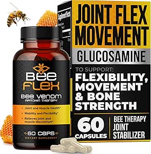 Bee Flex Joint Support Supplements - Glucosamine & Turmeric for Joint & Muscle Health, Enhanced Mobility, Flexibility, and Comfort - Natural Cartilage Support Complex - 60 Capsules (1)