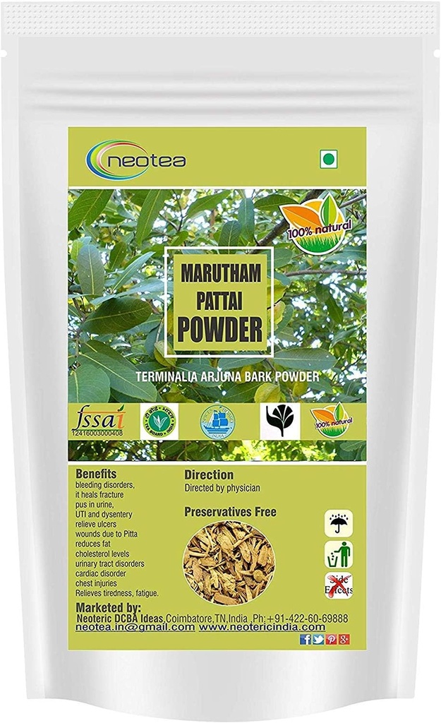neotea Marutham Pattai Powder | Organic Arjuna Bark Powder | Terminalia Arjuna | Ayurvedic Heart Health Powder 300 GM