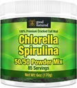 Premium Chlorella Spirulina Powder | 85 SERVINGS | Non-GMO | Sunlight Grown | Deep Green Color | Cracked Cell Wall | Alkalyzing | High Protein | Vegan Capsules | Good Natured