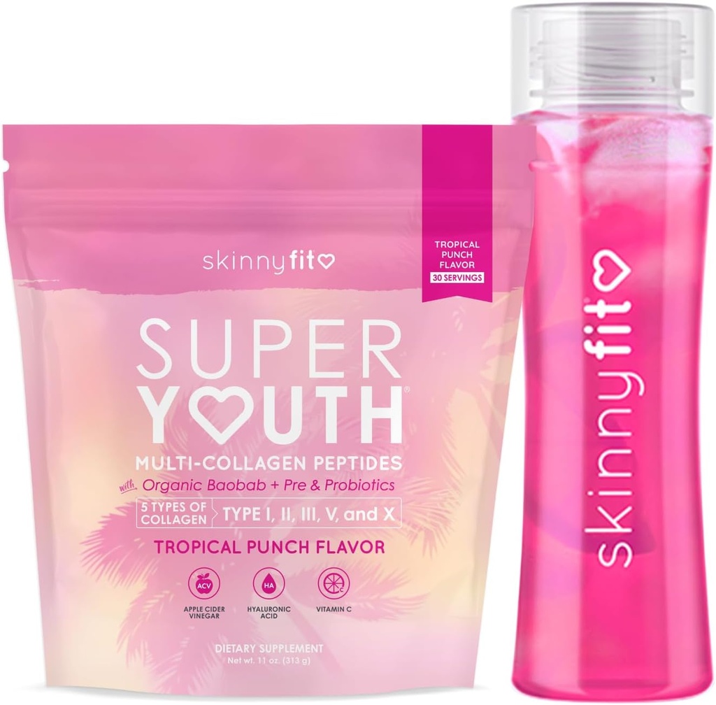 SkinnyFit Super Youth Tropical Punch Collagen with Bottle Bundle