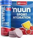 Nuun Sport Electrolyte Tablets with Magnesium, Calcium, Potassium, Chloride & Sodium, Gluten Free & Vegan, Fruit Punch, 8 Pack (80 Servings Total)