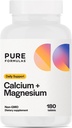 PureFormulas Calcium + Magnesium - Gluten Free Supplement Supports Bone Health & Overall Wellness with Magnesium Calcium Vitamin C Vitamin D & Boron, Allergen Friendly Non-GMO 180 Tablets
