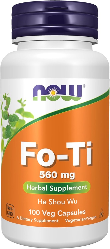 NOW Foods Supplements, Fo-Ti (Polygonum multiflorum) 560 mg, Ho Shou Wu, Herbal Supplement, 100 Veg Capsules
