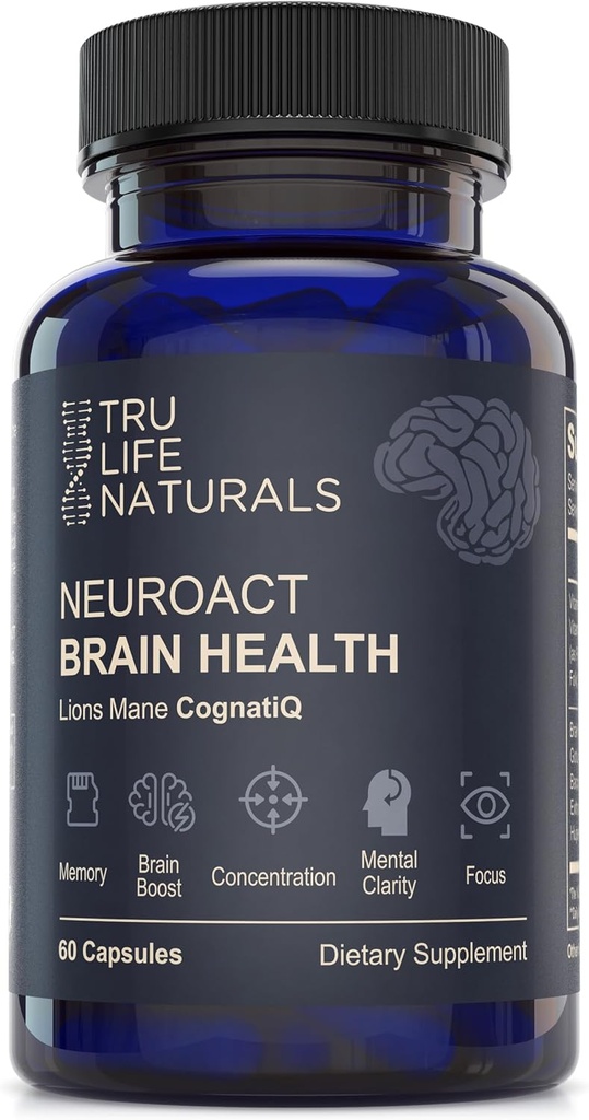 NEUROACT Brain Health Memory, Focus, Concentration, Mental Clarity with CognatiQ, Vitamin B3 & B6 | Manage Stress & Elevate Mood | Holistic Brain Health Formula, Sustained Energy & Well Being