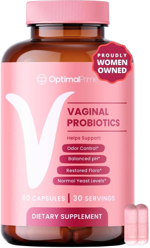 Optimal Prime Vaginal Probiotics for Women with Prebiotics, Cranberry Extract, and a Lactobacillus Probiotic Blend, Supports Healthy Vaginal Flora, Odor Control, pH Balance, 60 Capsules