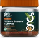 Gaia Herbs Turmeric Supreme Extra Strength Gummies - Supports Swelling Relief to Help Maintain an Active Lifestyle - Lemon Ginger Flavor - 60 Vegan Organic Gummies (20-Day Supply)