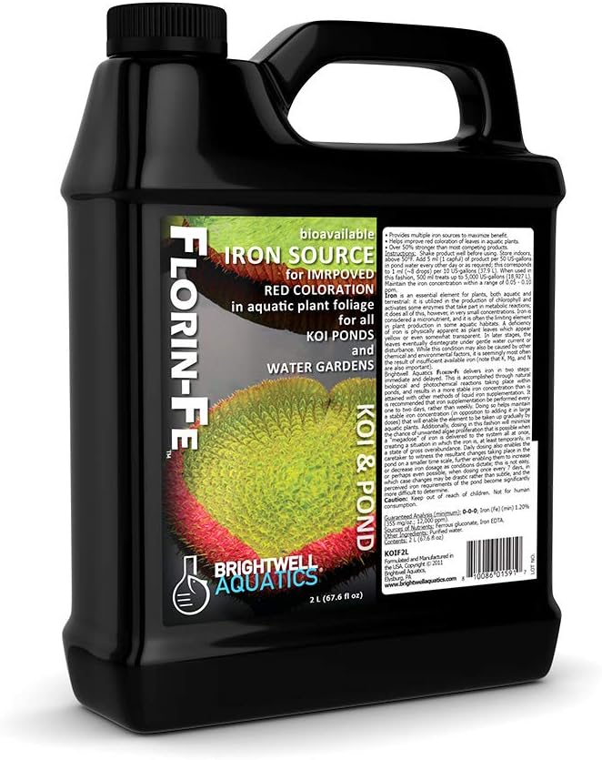 Brightwell Aquatics Florin Fe - Iron Supplement for Red and Green Coloration of Pond Aquatic Plants, 2 Liter