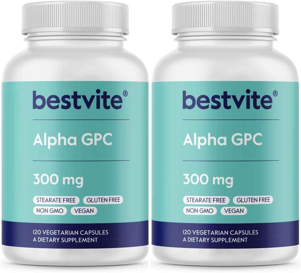 Alpha GPC 600mg per Serving (240 Vegetarian Capsules) (120x2) - No Stearates - Vegan - Non GMO - Gluten Free