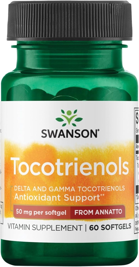 Swanson Deltagold Tocotrienols - Annatto & Vitamin E Tocotrienols - 99% Tocopherol Free (60 Softgels, 50mg Each)