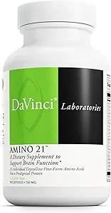 DAVINCI Labs Amino 21 - Supports Brain Function & Muscle Metabolism* - Amino Acid Dietary Supplement with L-Glutamine, L-Lysine HCl, Tyrosine, L-Arginine and More - Gluten-Free - 90 Capsules, 750 mg
