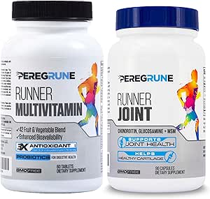 Runner Multivitamin & Joint Support Supplement – Antioxidants, Vitamin B Complex, Probiotics for Health, Energy, Endurance, Recovery - Glucosamine Chondroitin, MSM – GMP Running Supplements