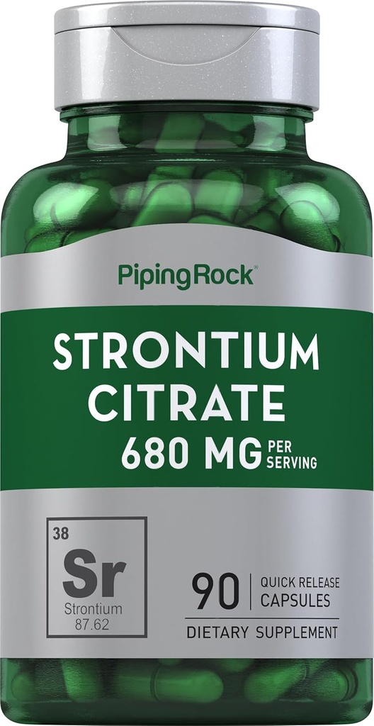 Piping Rock Strontium Citrate 680 mg Capsules | 90 Count | Non-GMO, Gluten Free Supplement