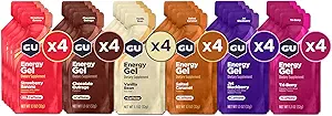 GU Energy Original Sports Nutrition Energy Gel, Vegan, Gluten-Free, Kosher, and Dairy-Free On-the-Go Energy for Any Workout, 24-Count, Assorted Flavors