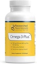 Researched Nutritionals Omega-3 Plus Fish Oil - EPA DHA Omega 3 Supplement to Support Cardiovascular & Brain Health - Molecularly Distilled for Purity & Safety (60 Softgels)