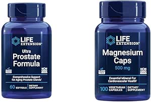Life Extension Ultra Prostate Formula & Magnesium Caps, 500 mg, Magnesium Oxide, Citrate, Succinate, Heart Health, Healthy Bones, Metabolism Support, 100 Vegetarian Capsules