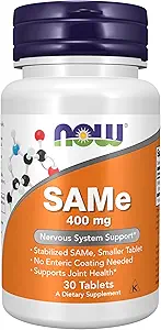 NOW Foods Supplements, SAMe (S-Adenosyl-L-Methionine) 400 mg, Nervous System Support*, 30 Tablets