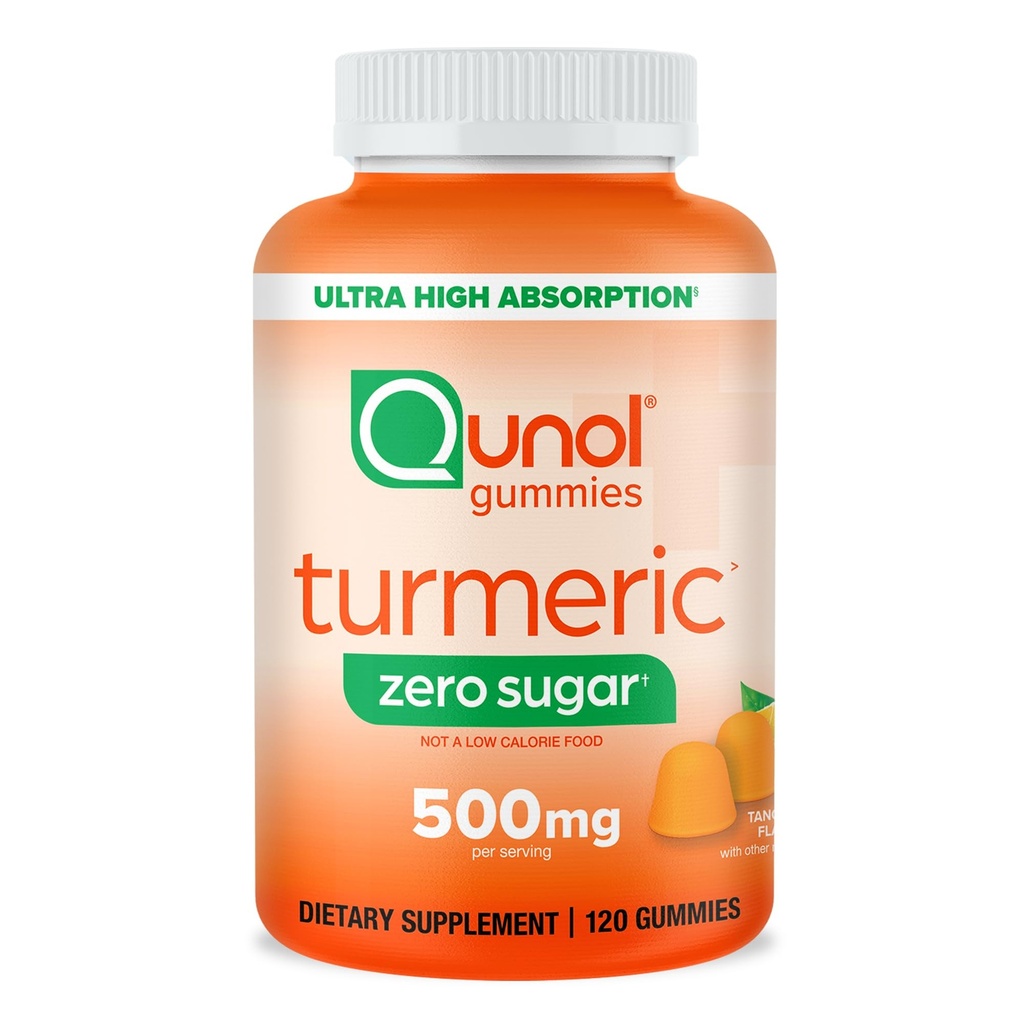 Qunol Zero Sugar Turmeric Gummies, Gummy with 500mg Turmeric Curcumin, Joint Support Supplement, Ultra High Absorption Tumeric Curcumin, Vegetarian, Gluten Free, 120 Count