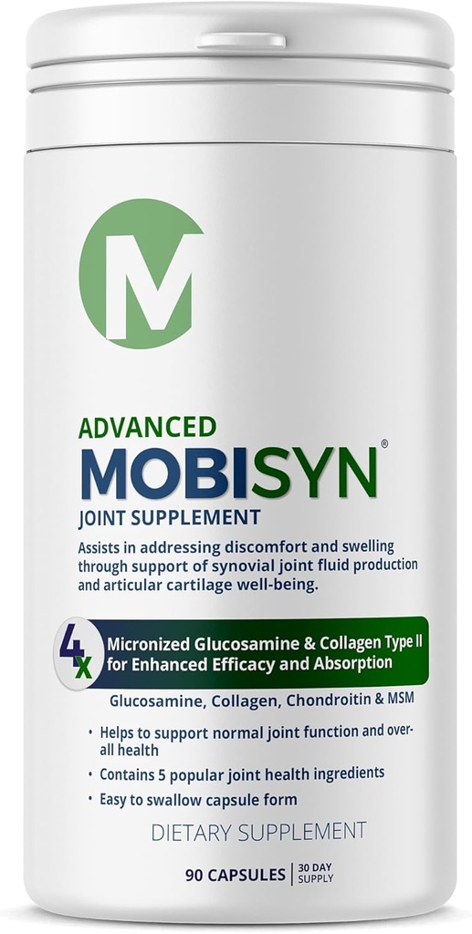 4X Advanced Joint Support Capsules, Extra Strength Formula for Inflammation, Glucosamine Chondroitin, Collagen Type II, MSM, 150mg Vitamin C Immune Support & Overall Health, Gluten Free, 90 Capsules