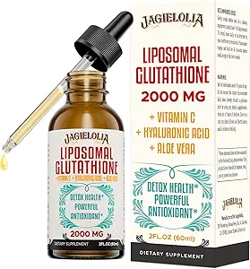 Liposomal Glutathione Liquid 2000MG – Antioxidant Detox Supplement for Women & Men, Aging Defense, Liver Function & Energy, with Hyaluronic Acid + Aloe Vera + Vitamin C, Natural & Vegan, 12 FL.OZ